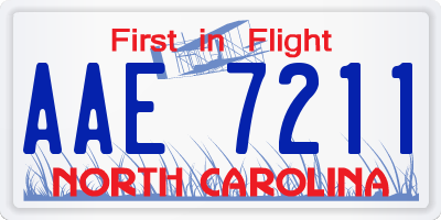 NC license plate AAE7211