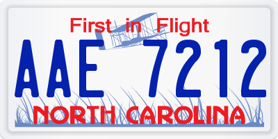 NC license plate AAE7212