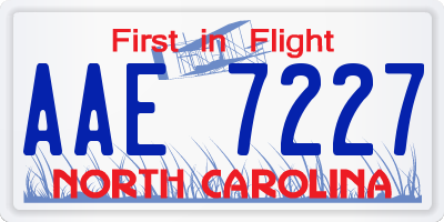 NC license plate AAE7227