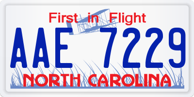 NC license plate AAE7229