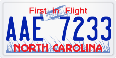 NC license plate AAE7233