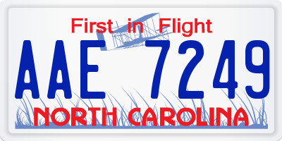 NC license plate AAE7249