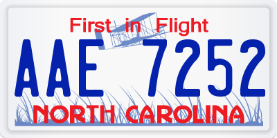 NC license plate AAE7252