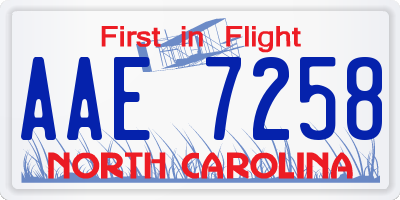 NC license plate AAE7258