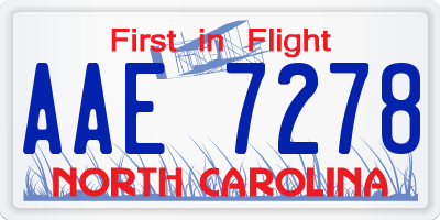 NC license plate AAE7278