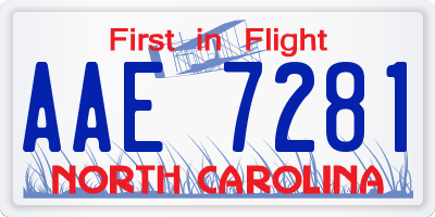 NC license plate AAE7281