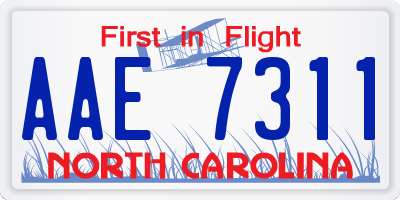 NC license plate AAE7311