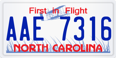 NC license plate AAE7316