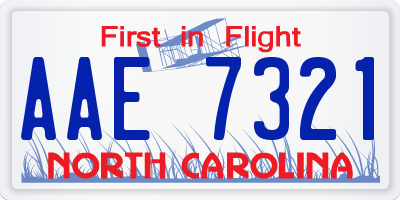 NC license plate AAE7321