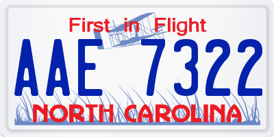 NC license plate AAE7322