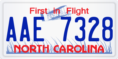 NC license plate AAE7328