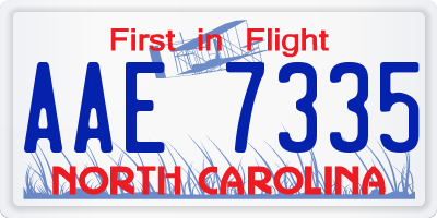 NC license plate AAE7335