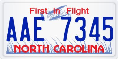 NC license plate AAE7345