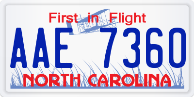 NC license plate AAE7360