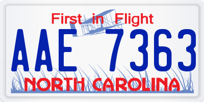 NC license plate AAE7363