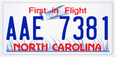 NC license plate AAE7381