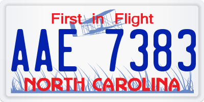 NC license plate AAE7383
