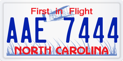 NC license plate AAE7444