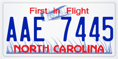 NC license plate AAE7445