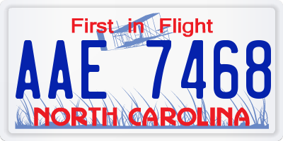 NC license plate AAE7468