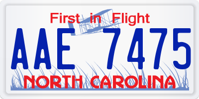 NC license plate AAE7475