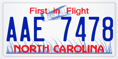 NC license plate AAE7478