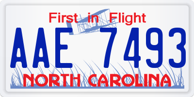 NC license plate AAE7493
