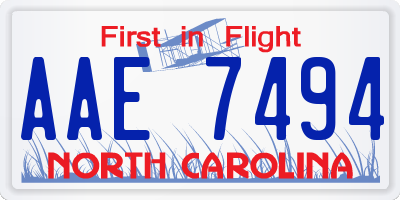 NC license plate AAE7494