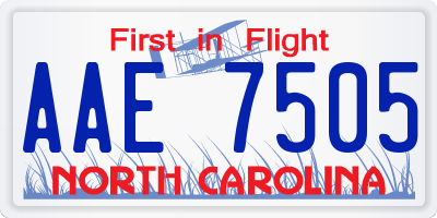 NC license plate AAE7505