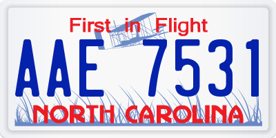 NC license plate AAE7531