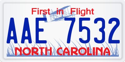 NC license plate AAE7532