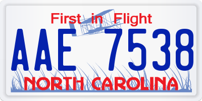 NC license plate AAE7538