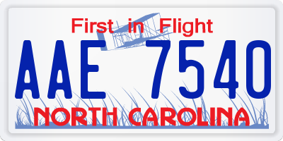 NC license plate AAE7540
