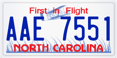 NC license plate AAE7551