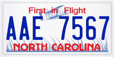 NC license plate AAE7567