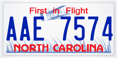 NC license plate AAE7574