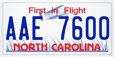 NC license plate AAE7600