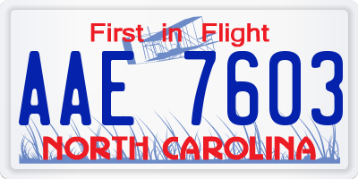 NC license plate AAE7603