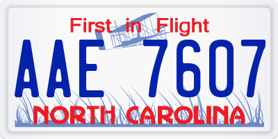 NC license plate AAE7607