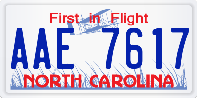 NC license plate AAE7617