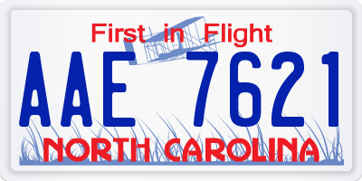 NC license plate AAE7621