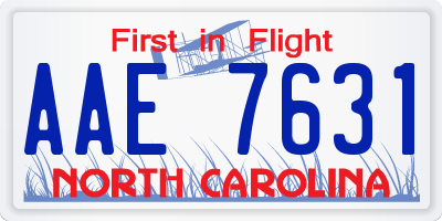 NC license plate AAE7631