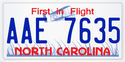NC license plate AAE7635