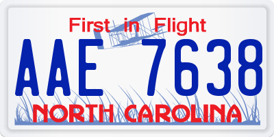 NC license plate AAE7638
