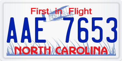 NC license plate AAE7653