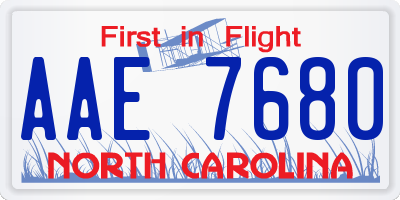 NC license plate AAE7680