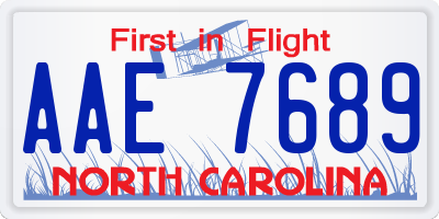 NC license plate AAE7689