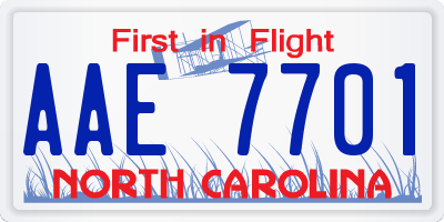 NC license plate AAE7701