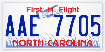 NC license plate AAE7705