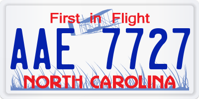 NC license plate AAE7727